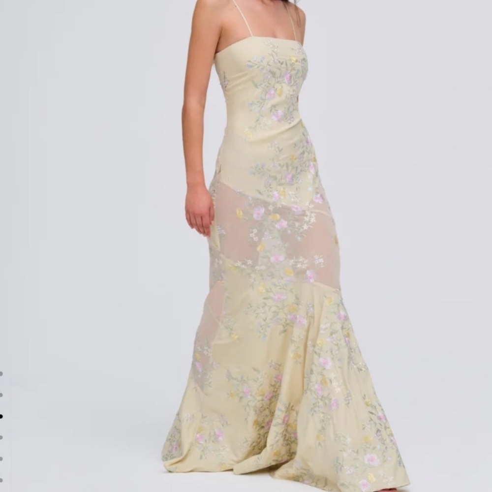 NWT For Love And Lemons Yellow Floral Maxi Dress Jacqueline size M